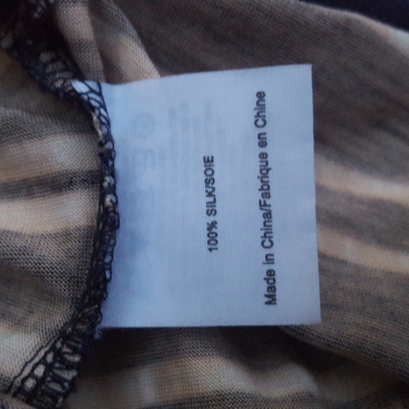 Tory Burch Navy Silk Striped Rhinestone Embellished Shirt Blouse - Picture 6 of 7